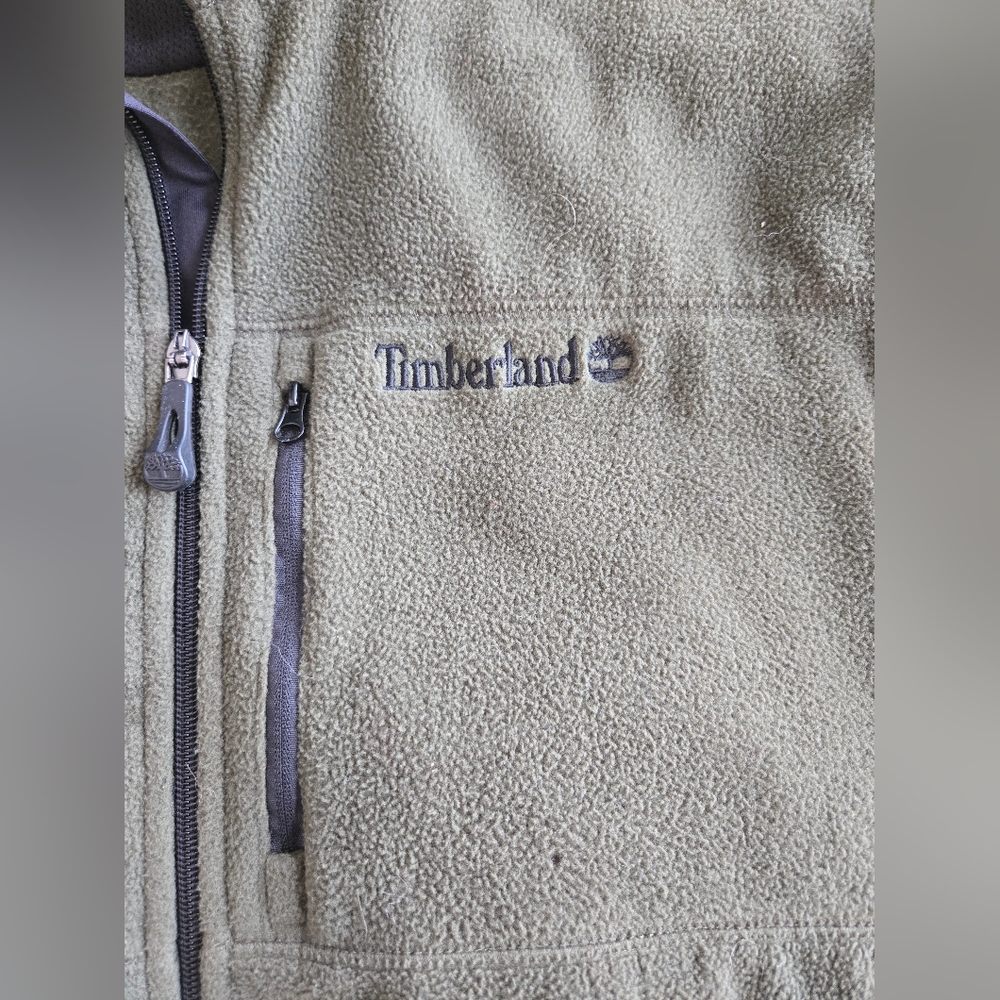 Timberland Men’s Olive Green Fleece Zip Vest - Picture 4 of 6